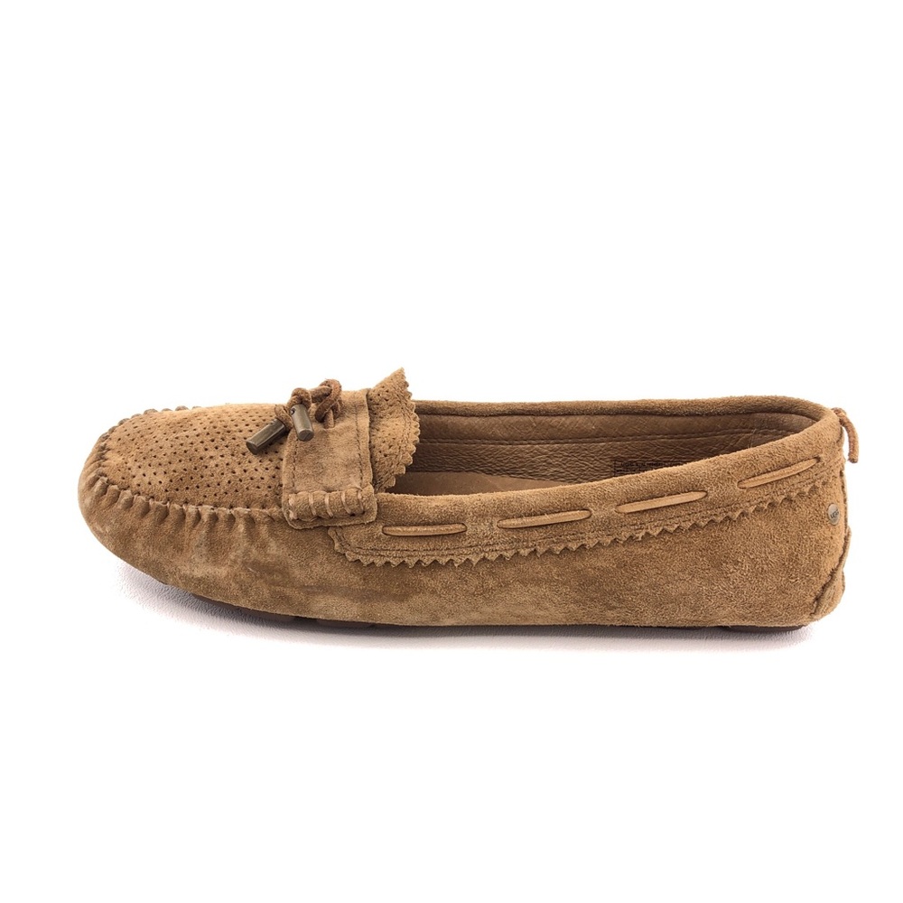 UGG Roni Perf Brown Leather Driving Moccasin Slippers 8